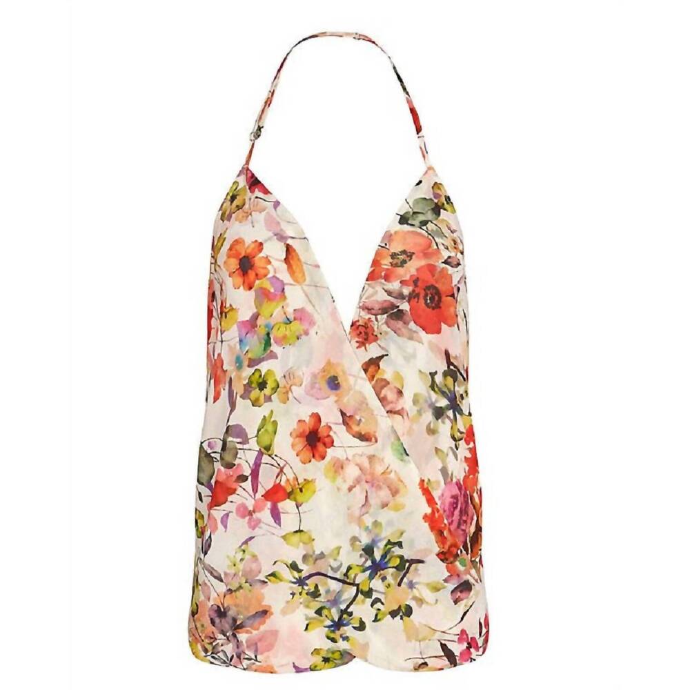NEW CHELSEA FLOWER women flower floral halter strap tank top in multi